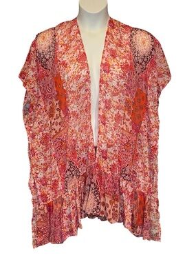 Umgee Boutique Style Kimono Cover Up Metallic Floral Paisley Womens Size M L NWT